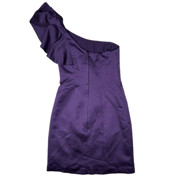 Disney Fairy Tale Weddings Alfred Angelo Ruffle Satin Eggplant Size 0 - like new - Picture 3 of 9